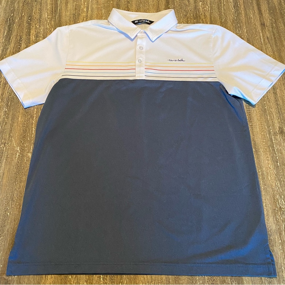Men's Travis Mathew White/Grey Golf Polo Shirt, Large
